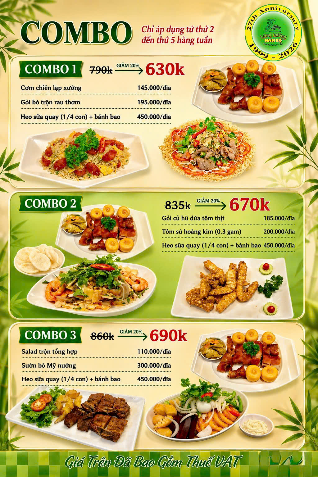 Chương trình áp dụng từ THỨ 2 đến THỨ 5 hằng tuần.